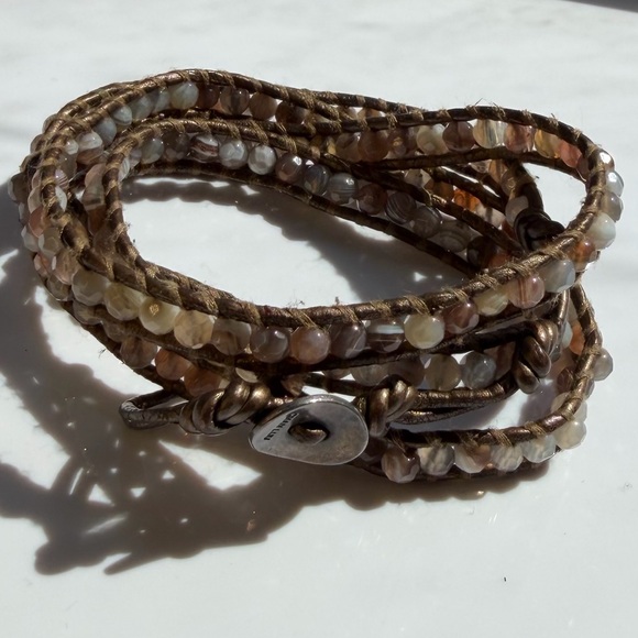 Chan Luu Jewelry - Chan Liu Grey Beaded Leather Wrap Bracelet